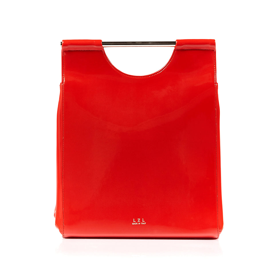 Structured Tote Bag Red Patent