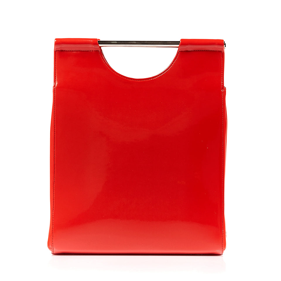 Structured Tote Bag Red Patent