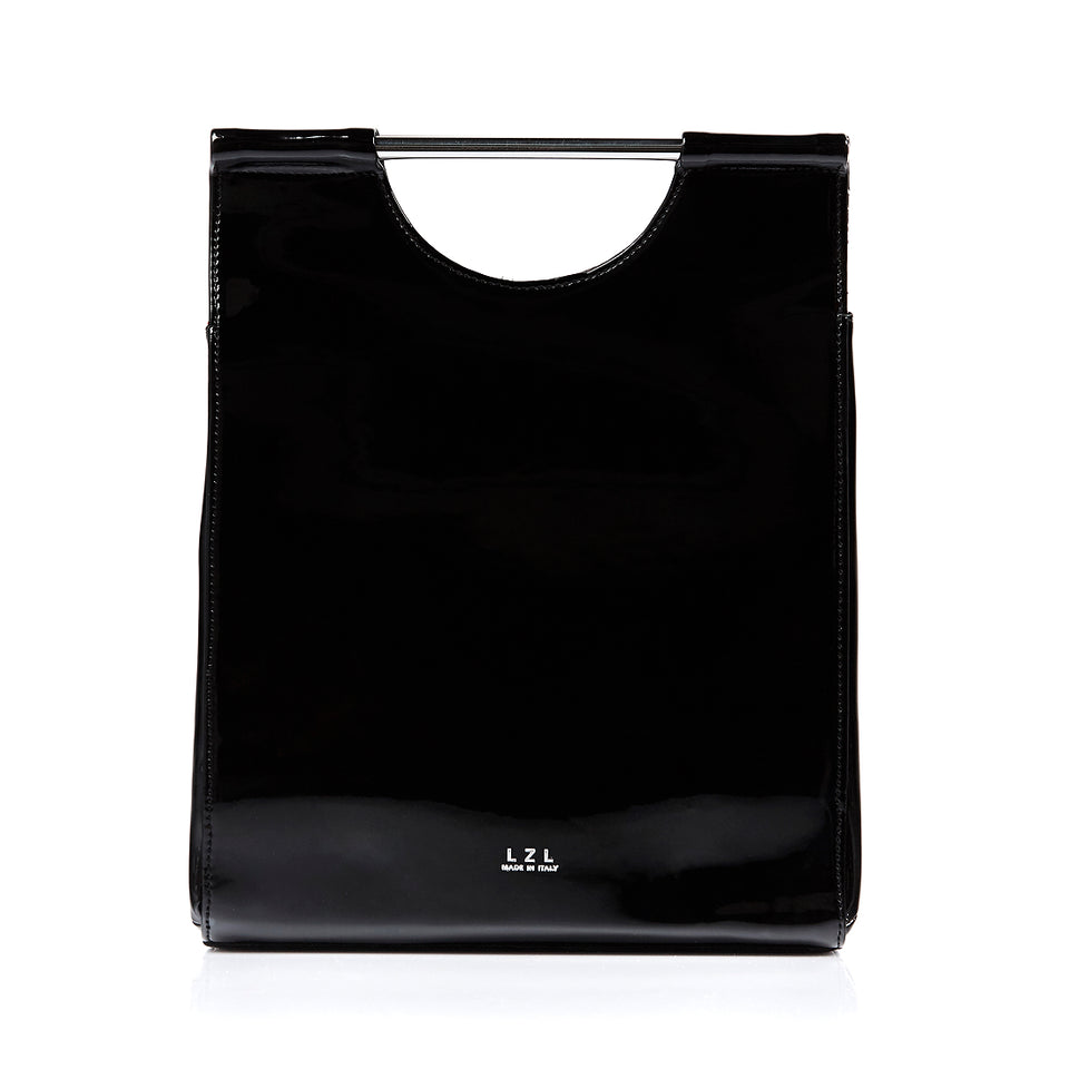 Structured Tote Bag Black Patent