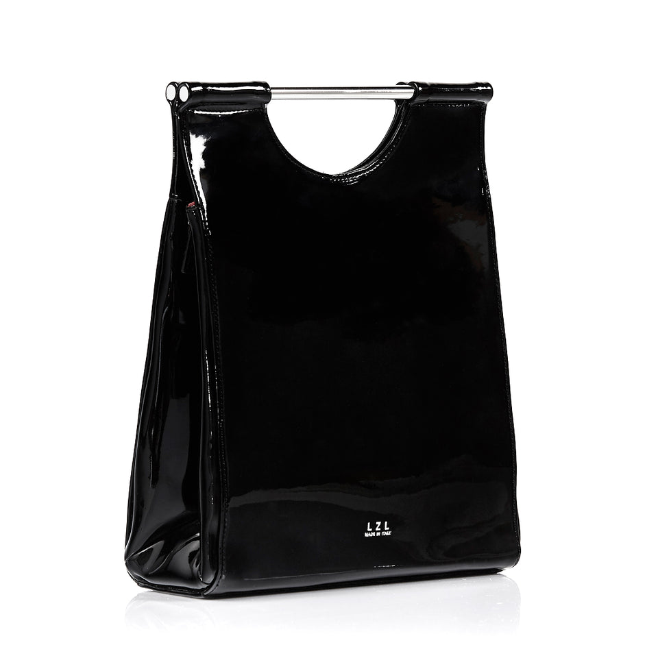 Structured Tote Bag Black Patent