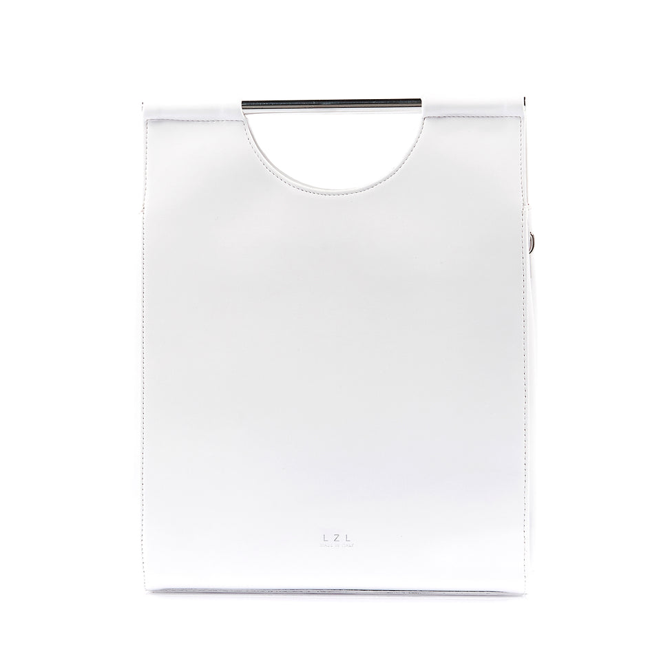 Structured Tote Bag White Patent