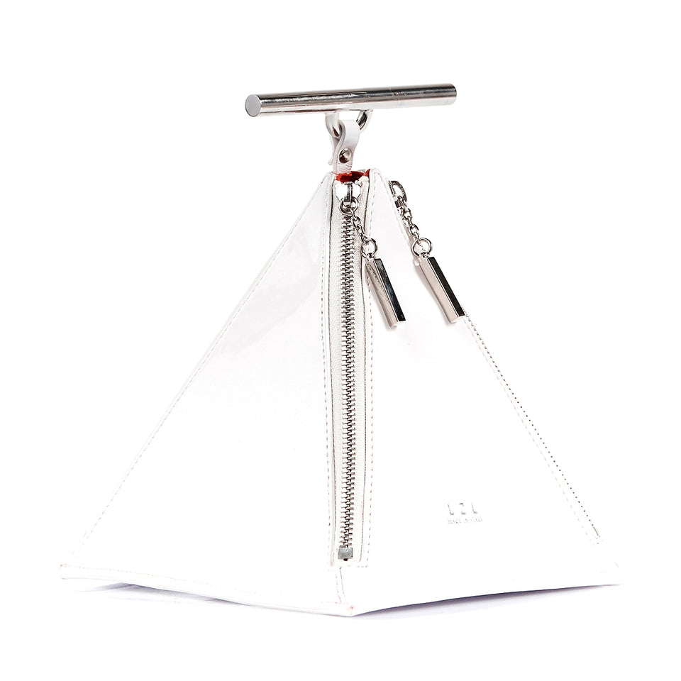 Pyramid Bag White Patent